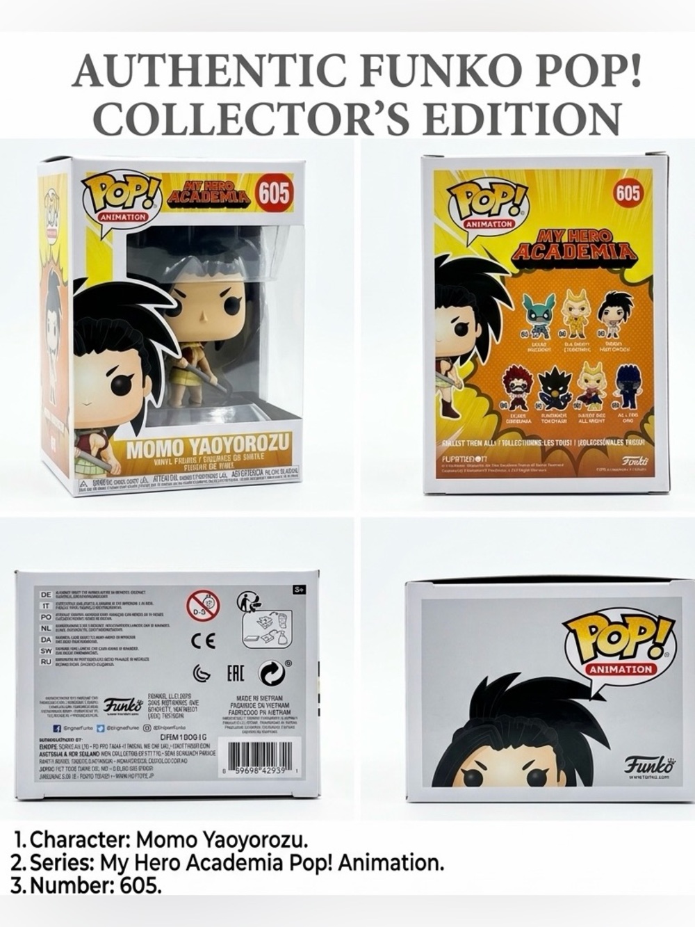 Funko Pop! Momo Yaoyorozu Vinyl Figure - Black, Yellow, Tan